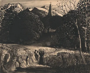 Cornfield ja Church by Moonlight